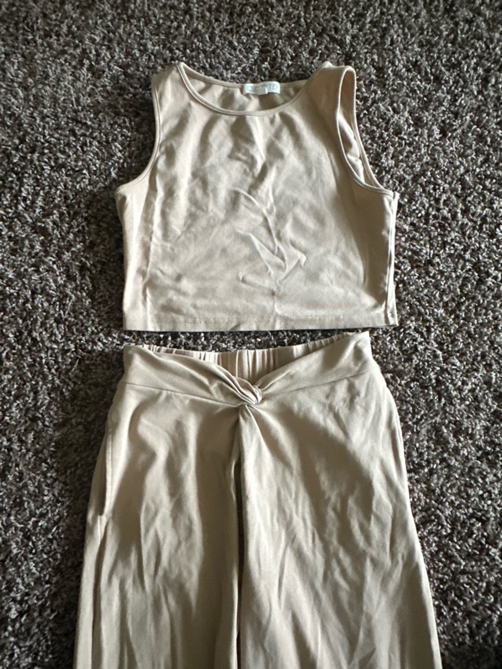 Cloud 9 Two Piece pants and tank top in Beige